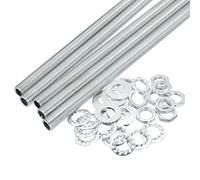 sourcing map 20cm Tige Filetée Creuse Encoches Écrous Rondelles 1/8Ip 35Pcs | pour Lampe Trousse Filetage Fixations Assortiment pour Luminaire éclairage Réparation Assemblage Coffret de