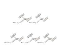 sourcing map 20Ensembles Ruban Sertissage Pince Terminaux avec Homard Griffe Agrafes & Extension Chaîne, 20mm Câble Terminal Agrafes pour Bricolage Artisanat Création, Argenté