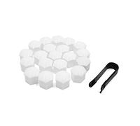 sourcing map 20Pcs 21mm Plastique Blanc Cache vis écrou Roue Outil dépose Voiture