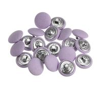 sourcing map 20pcs 24L Tissu Tissu Couvert Bouton 15mm Ronde Métal Tige Bouton Recouvert de Tissu Couture Boutons pour Costumes Robe Chemisiers Violet