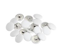 sourcing map 20pcs 28L Tissu Tissu Couvert Bouton 18mm Ronde Métal Tige Bouton Recouvert de Tissu Couture Boutons pour Costumes Robe Blouses, Blanc