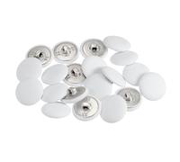 sourcing map 20pcs 32L Tissu Tissu Couvert Bouton 20mm Ronde Métal Tige Bouton Recouvert de Tissu Couture Boutons pour Costumes Robe Blouses, Blanc