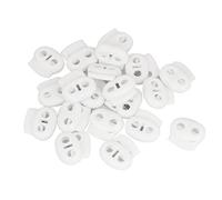 sourcing map 20pcs Arrêt de Cordon Serrure de Cordon Verrou de Cordon à Ressort bloqué Cordon Glisser Cordon pour Vêtement Sac Lacet Camping Double Trou Blanc
