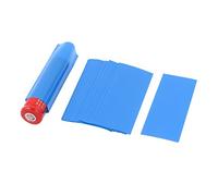 sourcing map 20pcs Gaine Thermorétractable PVC Emballage Batterie Tube Thermorétractable 29.5mm Plat Largeur pour 18650 Puissance Fournitures 0.072m Longueur Bleu