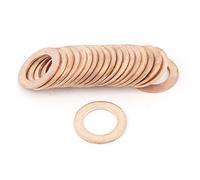 sourcing map 20pcs Joint Cuivre 16mm OD 10mm ID 1mm d'épaisseur joint de ligne de frein à huile Rondelle plate