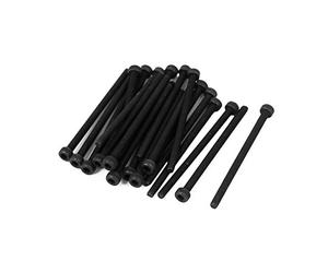 sourcing map 20pcs M2.5x40mm Vis à six pans creux tête hexagonale Boulon Alliage d'Acier vis Moletée Noir