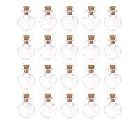 sourcing map 20pcs Mini Verre Bouteilles avec Liège Bouchons Pêche Cœur En forme Tiny Verre Bocaux Petites Verre Fioles Transparent Clair Souhaitant Bouteilles pour DIY Art Fête Décoration
