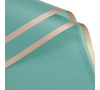 sourcing map 20pcs Papier Fleuriste Emballage Or Bord Emballage Bouquet Fleur Turquoise 58 x 58 cm Étanche en Film Plastique pour Fournitures DIY Artisanat Cadeau Boîte