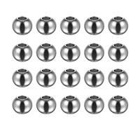 sourcing map 20pcs Perles 10mm Inox Acier 4mm Trou Diamètre Perle pour Bricolage Artisanat, Argenté