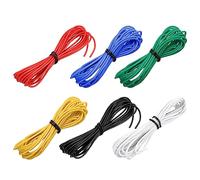 sourcing map 22 Jauge Silicone Fil 22AWG Électrique Fil Toronné Fil Souple Etamé Cuivre Fil Haut Temp Raccordement Fil 6 Couleur 3.0m/10ft pour Voiture Modèle Électrique Appareils 6pcs