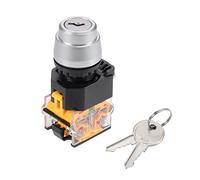 sourcing map 22mm 2 Position Clé Fermeture Bouton Inter. Clé Argenté NO/NC