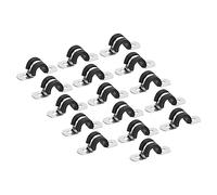 sourcing map 22pcs 10mm Collier de Serrage Caoutchouc Amorti 304 Inox Acier Attache Grillage Rigide Sangle Clip Fixation Tube Tuyau
