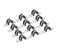 sourcing map 22pcs 18mm Collier de Serrage Caoutchouc Amorti 304 Inox Acier Attache Grillage Rigide Clip Fixation Sangle pour Tube Tuyau