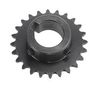 sourcing map 24 Dents Pignon Type B Unique Brin 1/4" Pas, 20mm Alésage Noir Oxyde C45 Carbone Acier, Rainure avec 2 Ensemble Vis pour ISO 04C