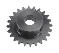 sourcing map 24 Dents Pignon Type B Unique Brin 1/4" Pas Noir Oxyde | C45 Carbone Acier avec 2 Ensemble Vis pour ISO 04C, 12mm Alésage