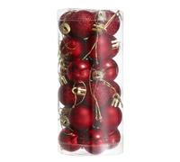 sourcing map 24Pcs 1.1" Boules de Noël Décorations d'arbre de Noël Incassables à Suspendre pour Décoration de Noël (Bordeaux)