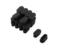 sourcing map 24pcs Bouchon Pied de Chasie Embout Capuchon Jambe Tube Insert Table Meuble Protection Plastique Ovale Noir 15 mm x 30 mm