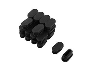 sourcing map 24pcs Bouchon Pied de Chasie Embout Capuchon Jambe Tube Insert Table Meuble Protection Plastique Ovale Noir 15 mm x 30 mm
