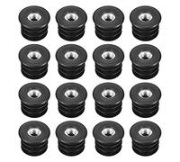 sourcing map 24pcs Encarts pour Round Tubes avec M8 Filetage, pour 25mm/0.98" OD Rond Tube, Rond Noir Plastique Meuble Pied Plug Caster Insert Chair End Caps