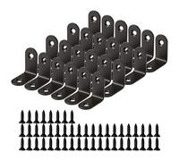 sourcing map 24pcs Equerre d'angle Droit Équerre de Fixation Plaque assemblage Réparation Fixation Meuble Acier Inox Noir Entretoise Vis 30x30mm