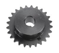 sourcing map 25 Dents Pignon Type B Unique Brin 1/4" Pas, 12mm Alésage Noir Oxyde C45 Carbone Acier, Rainure avec 2 Ensemble Vis pour ISO 04C