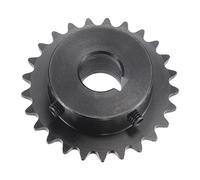 sourcing map 25 Dents Pignon Type B Unique Brin 1/4" Pas Noir Oxyde | C45 Carbone Acier, 14mm Alésage, Rainure avec 2 Ensemble Vis pour ISO 04C