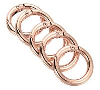 sourcing map 25x18x4mm Mousqueton Rond à Ressort Fermoir Anneau Porte-Clé 5 Paquet Agrafe à Pression Zinc Alliage Boucle Rose Doré