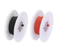 sourcing map 28 Jauge Silicone Fil 28AWG Électrique Fil Toronné Fil Souple Etamé Cuivre Fil Haut Temp Raccordement Bobine Noir et Rouge 7.5m/24.6ft pour Voiture Modèle Électroménagers 2pcs