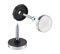 sourcing map 28pcs Cache Vis Miroir 18mm/0.71" Décoratif Capuchon Attaches Couverture Clous Tréfilage Argenté 201 INOX Acier