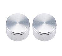 sourcing map 2pc Bouton Potentiomètre 6mm diamètre trou arbre 26x17mm Aluminium Volume Rotatif orifice arbre moleté Argent