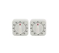 sourcing map- 2pcs 2,4X2,4x1,3 60 Minutes Minuteur cuisine mécanique Pendule carré, Blanc
