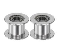 sourcing map 2pcs 2GT Tendeur Poulie 5mm Alésage 18mm Dia. Aluminium Calage Courroie Edenté pour 11mm Largeur Courroie 3D Imprimante CNC Machine Accessoires, Argent Ton