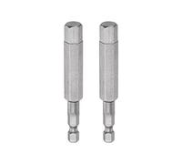 sourcing map 2pcs 3/8" Hexagonal Tournevis Embout SAE 1/4" Hexagonal Tige 3" Longueur Magnétique S2 Acier Perceuses électriques Forets