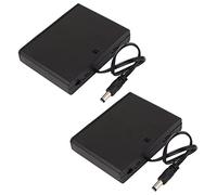 sourcing map 2pcs 9V 6 x AA Batterie Interrupteured Support DC 2.1mm Connecteur Enfermé Boîtier Boîte Fil