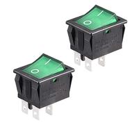 sourcing map 2Pcs AC 16A/125V 16A/250V DPST 4P 2 Positions I/O Vert lumiere On Off Bouton Bateau Bascule lumiere Interrupteur à Bascule