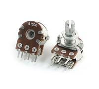 sourcing map 2pcs B100K 6 cosses réglable Montage sur circuits imprimés double potentiomètre linéaire