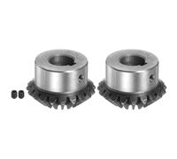 sourcing map 2pcs Biseau Engrenage 2M 20 Dents 15 mm Arbre Trou 1:1 Conique Conique Pignon Engrenage 45# Acier 2 Module 90 Degré Direction Engrenage, avec 5mm Clavette