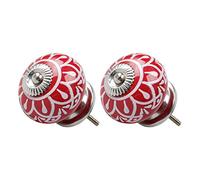 sourcing map 2pcs Bouton de Meuble Bouton Porte Bouton Tiroir Placard Armoire Poignée de Meuble Céramique Vintage rouge
