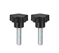 sourcing map 2Pcs Boutons de Serrage Étoile Poignées M12x35mm Filetage Mâle Acier Zinc Noir PP M12 x 50mm
