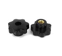 sourcing map 2pcs Boutons de Serrage Poignée M12 x 50mm Tête plastique noir