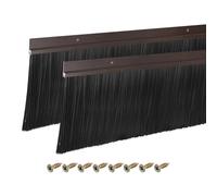 sourcing map 2Pcs Brosse de Bas de Porte en Forme de H avec Base en Alliage D'Aluminium et Brosse en Pp de 120mm pour la Maison, L'Industrie (1200mm L, Marron)