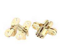 sourcing map 2pcs Charnière Invisible Croix Porte pliable Placard Armoire Ton Or Métal