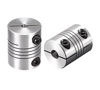 sourcing map 2Pcs Coupleur Arbre Moteur 5mm à 6mm Hélicoïdale Poutre Accouplement Couplage 25mm Diamètre 30mm Longueur