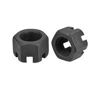 sourcing map 2pcs Écrous Hexagonaux Fendus, Carbone Acier Hexagone Écrous M20x1.5mm