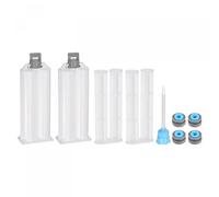 sourcing map 2Pcs Époxy Pistolet Adhésif Cartouche, 122mm Plastique Résine Mélangeur Double Colle Cartouche avec Pousser Tige et Mélanger Tube pour 50 ml/1,7 oz 1:1 AB Colle Adhésif Pistolet