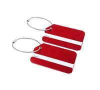 sourcing map 2pcs Étiquette Bagage Porte Étiquette Valise Adresse Nom Étiquette Valise étiquette ID Sac à Dos Voyage Aluminium rouge biseau