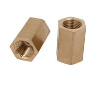 sourcing map 2pcs Filetage femelle 1/8 BSP Raccord droit hex laiton | écrou d'accouplement, de la tige de ton