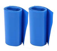 sourcing map 2pcs Gaine Thermorétractable PVC Emballage Batterie Tube Thermorétractable 70mm Plat Largeur pour 18650 Puissance Fournitures 1m Longueur Bleu
