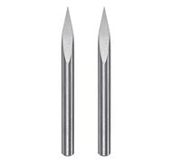 sourcing map 2Pcs Gravure CNC Toupie Mèche 1/8" 3.175mm Tige 0.2mm Pointe 25 Degré Solide Carbure 3 Cannelures pour Bois Acrylique PVC MDF Plastique