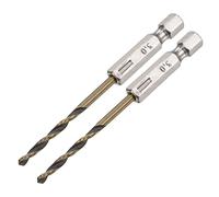 sourcing map 2Pcs Haute Vitesse Acier Hexagonal Tige Foret Hélicoïdal 3mm Perçage Diamètre avec 1/4 Pouce Hexagonal Tige 80mm Longueur